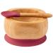 eco rascals Natural Bamboo Bowl and Spoon for Baby Toddler | Baby Suction Bowl | Stay Put Feeding Bowl and Spoon Set for Weaning | Detachable Suction Base | BPA Free | (Blue) (Red) Red Bowl