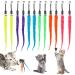 Cobee 12pcs Cat Worm Toy Refills Cat Wand Toy Replacement Refills Furry Tail Worm with Bells Assorted Teaser Refills with Bell for Cat Kitten Worm Refills Attachment for Cat Wand
