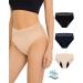 Leovqn Period Pants for Women Lace Trim Menstrual Underwear Heavy Flow Period Knickers Leakproof Postpartum Briefs L Black/Navy/Nude