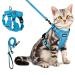 Petbonus cat dishes with a leash break -out adjustable cat line with dishes for cats breathable and soft cat dishes Small cat with reflex stripes for cats kitten (blue XS) XS blue