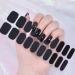 DMQ Semi Cured Gel Nail Strips 20 Stickers Gel Nail Strips Full Wraps Adhesive Gel Nail Stickers Set with Nail File & Wooden Cuticle Stick (UV/LED Lamp Required) - Black