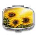 Pill Box Yellow Sunflowers Print 2 Compartment Medicine Pill Case Pill Organizer Decorative Metal Portable Pill Box for Pocket Or Purse Style