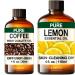 Coffee Essential Oil for Diffuse & Lemon Essential Oil for Diffuser Set - Aromatherapy Grade Essential Oils Set - 2X 4 Fl Oz - Kukka