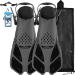Happyouth Swim Fins Snorkel Fins Snorkeling Gear Flippers for Swimming Short Diving Fins Travel Size with Mesh Bag Extra Fin Strap Open Heel Adjustable Black L/XL(Adult US Size 9-13)