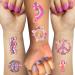 Hippies Temporary Tattoos 70's Love and Peace Summer Mixed Styles Tattoos Stickers Birthday Party Decorations Favors for Kids Girl Women Hand Wrist Body Art (79 Styles) Hippies 10A