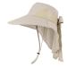 Toppers Womens Mens Sun Hat Rollable UPF 50+ Wide Brim Gardening Hat with Neck Flap Ponytail Bow_khaki