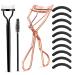 Wllhyf eyelash pliers kit eyelash applianter tool eyelashes fur care brush mascara brush metal make-up tools set with 1 eyelash comb 10 replacement refill pads for women girls