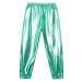 MSemis Kids Girls Boys Metallic Harem Dance Pants Loose Fit for Modern Hip Hop Street Dancewear Slim Blue Green a 10