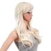 SWACC 26-Inch Long Curly Wave Synthetic Wig - Platinum Blonde + Wig Cap for Women | Cosplay Hair Piece - Buy Online on GoSupps.com