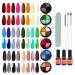 comozon 32 Pcs Gel Nail Polish Kit with UV Light  2022 Upgraded Solid Cream Gel Nail Polish  24 Colors All in One Gel Nail Kit with Base Top Coat & Brushes for DIY Nail Paint  Nail Art Design