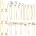 30 Pieces Wedding Pearl Hair Pins for Brides Bridal Elegant Pearl Rhinestones Hair Pins Updos Hair Piece Hair Accessories for Brides Bridesmaid Women (Gold)