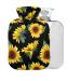Heat bottle with cover sunflowers on black BPA-free hot water bottle with cover 2 l large hot water bag for pain relief back pain hot and cold therapy