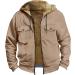 Hanxiulin Oversize Plush Jacket for Men | Warm Lined Fleece Cardigan Light Quilted Coat with Hood - Beige XXL - Buy Online on GoSupps.com