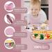 Eco-Friendly BPA-Free Baby Feeding Set | 7pcs Silicone Suction Bowl, Plate, Cup, Bib, Spoon, Fork | Toddler Gift Set | Adjustable Bib | 2X Cup Lids | Wooden Handle | Pink - Buy Online on GoSupps.com