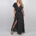 Hemlock Women's V-Neck Short Sleeve Maxi Dress | Printed Summer Beach Dress | Plus Size XX-Large Black - Buy Online on GoSupps.com