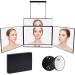 Upgraded 5 Way Mirror Add Top&Bottom Mirrors for Self Hair Cutting - 360  Mirror with LED Lights - Trifold Mirror with Height Adjustable Telescoping Hooks+10X Magnification Mirror  for Makeup  Barber