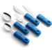 Special Supplies Adaptive Utensils Set for Hand Tremors, Arthritis, Parkinson's & Elderly Use - 5-Piece Non-Weighted Kitchen Set with Non-Slip Handles - Stainless Steel Knives, Fork, Spoons - Blue - Buy Online on GoSupps.com