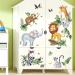 Decalmile Jungle Animals Wall Decals - Safari Elephant Lion Giraffe Door Stickers for Baby Nursery and Kids Room - Buy Online on GoSupps.com