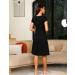 Irdcomps Women's Soft V Neck Nursing Nightgown - Maternity Nightdress for Breastfeeding - Casual Black Pajama Loungewear - Buy Online on GoSupps.com