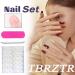Buy Short Almond Press On Nails | Glossy Gold Leaves Design | Reusable Full Cover Acrylic Fake Nails - 24Pcs - Buy Online on GoSupps.com