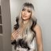 HAIRCUBE Long Curly Blonde to Dark Brown Synthetic Wig with Neat Fringe for Women - Buy Online on GoSupps.com