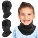 Hegcoiie 2 pieces children storm hood winter windproof thermo balaclava facial mask ski mask storm mask for young girls outdoor sports cycling skiing bicycle unit size black+dark gray