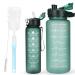 Codicile 2 Pack drinking bottle BPA-Free 2l+750ml sports drinking bottle with time marking & straw 2 liters of drinking bottle for the gym with a brush large motivating time marker water bottle 2 Pack moonlight