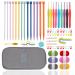 QLRFFLJOY 75 pcs Knitting Kits for Beginners, Yarn Knitting Starter Kit Single Pointed Knitting Needles Colorful Crochet Hooks Set DIY Yarn Weaving Tool Scarf Sweaters Crochet Kit