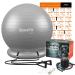 SpoxFit Exercise Ball, 65cm Anti-Burst Yoga Ball, Stability Fitness Ball for Birthing & Core Strength Training, Includes Quick Pump & Workout Poster Silver Ball With Base