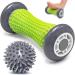 Foot massage roller and hard spiked ball set perfect for plantar fasciitis relaxation of wrists and forearms arm pain trigger point developed to reduce stress and tense muscles gray