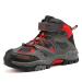 JMFCHI FASHION Kids Hiking Boots Boys Snow Boots Warm Winter Boots Outdoor Sports Camping Shoes Trekking shoes Climbing Sneakers Girls Walking Boots Ankle Boots Durable Comfortable 4 Big Kid 8032-grey Red