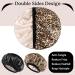 Double-Sided Satin Hair Hood Bonnet - 2-Piece Sleep Cap for Women & Girls | Soft Breathable Nighttime Hair Protection (Black & Leopard) - Buy Online on GoSupps.com