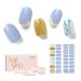 NAILOG Semi Cured Gel Nail Strips 34 pcs Salon-Quality Gel Nail Stickers Long Lasting Nail Wraps for Women with Soft Gel Finish Blue Tune