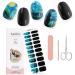 Kalolary Van Gogh's Starry Night Semi Cured Gel Nail Stickers, Starry Sky Full Wrap Nail Gel Polish Strips, Brighter and Waterproof Adhesive Real Gel Nail Polish Stickers for Birthday Gift(UV/LED Lamp Required)