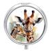 Pill Box Pill Case 3 Compartment Travel Pill Box Watercolor Deer Giraffe Printing Small Pill Box Portable Medicine Pill Case Pill Organizer for Purse & Pocket for Travel Handbag (Round)