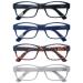 Heeyyok reading glasses men Large rectangular glasses for readers men with large heads of stable frame comfortable & wide fit 4 pack 4 mixed color-217 2.0 dioptries