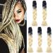 Braids Extensions Braiding Hair Extensions Crochet Hair Synthetic Hair Kanekalon Colorful Black & Light Blonde 5pcs-60cm