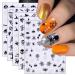 JMEOWIO 9 Sheets Halloween Black Silver Nail Art Stickers Decals Self-Adhesive Nail Supplies Nail Art Design Decoration Accessories