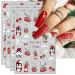 JMEOWIO 10 Sheets Glitter Christmas Nail Art Stickers Decals Self-Adhesive Snowflake Winter Holiday Cute Red Nail Supplies Nail Art Design Decoration Accessories