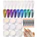 9 pieces chrome nail powder nail chrome rose gold purple reflecting mirror effect glitter laser powder with 9 eyeshadow brush 9 pieces chrome powder