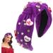 Love Heart Knotted Headband - Pink Top Knot Headband High Skull Pearl Love Heart Headband | Sophisticated Valentine's Day Headband Rhinestone Crystal Jeweled Embellished Hairband for Women Purple - Buy Online on GoSupps.com