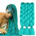 Sharopul Original Jumbo Braids Hair Extension 3pcs Pure Solid Cyan Blue Color 24inch 100g/pc For Twist Box Braiding Hair (cyan blue)