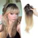 MS TAJ Clip in Fringe French 360 Bangs Hair Fringe in Clip Extensions Blonde with Dark root Hair Extensions Clip in Fringe Bangs Hair Pieces Adding Extra Hair Volume for Women 16 inch Blonde with dark root