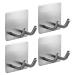 JS self-adhesive hooks razor holder for shower 4 pieces adhesive hooks hangers stands stainless steel storage hooks shower hooks for razors bathroom kitchen luffa coat 4pack shaving hook