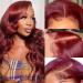 Burgundy Lace Front Wigs Human Hair 180% Density LEhan 99j 13X4 Body Wave Lace Front Wigs for Black Women Human Hair  Glueless HD Transparent Red Wigs Human Hair Pre Plucked with Bleached Knots Natural Hairline(22inch 99...