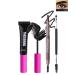 Tinted Brow Gel Kit-1 Black Tinted Eyebrow Mascara Gel & 1 Eyebrow Pencil Black Waterproof Thickening Long Lasting Transfer-Proof Brow Glue Fill Shaping Eyebrow Makeup with Brow Tool & Brush-Set 8 Set 8 Black