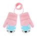 Girls Boys Cute Fox Knitting Short Full Finger Gloves Toddler Kids Winter Thermal Plush Lining Cycling Camping Gloves Mitten for 1-3 Yrs Pink