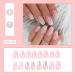 24 PCS Sliver Glitter Press on Nails Glossy Pink French False Nails Square Short Fake Nails Full Cover Stick on Nails for Women Girls Daily Wear (Pink White Glitter Gradient) - Buy Online on GoSupps.com