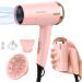 PRITECH Dual Voltage Hair Dryer with Diffuser 1200W Compact Foldable ALCI Safety Plug Pink Pink2 7 Piece Set