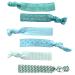 Shop Quality Hair-Minded Elastic Hair Ties & Friendly Bracelets - 6-Piece Wide Bands with Storage Box in White & Turquoise Blue - Buy Online on GoSupps.com
